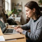 How to Ask for an Internship Offer Deadline Extension Internship candidate considering an offer and writing a message at a home desk.